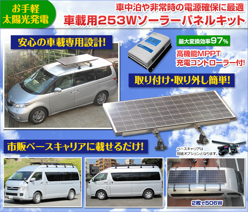 車載用 245W ソーラーパネルキット！