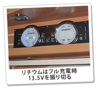 リチウムはフル充電時13.5Vを振り切る