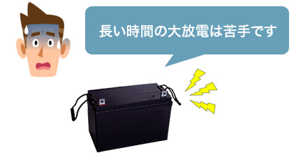 長い時間の大放電は苦手です